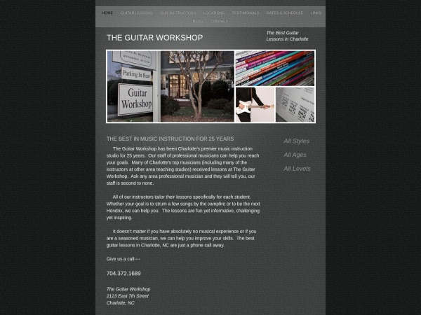 Screenshot of guitarworkshopcharlotte.com
